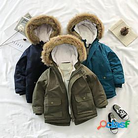 Kids Boys Long Sleeve Coat Green Blue Navy Blue Pocket Plain