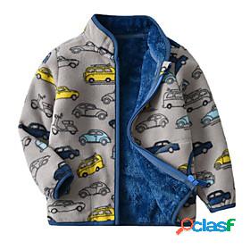 Kids Boys Long Sleeve Coat Parka Blue Zipper Car Active Fall