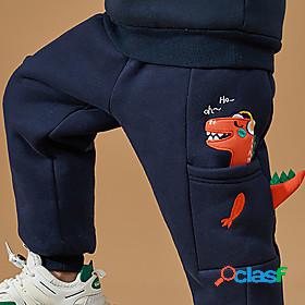 Kids Boys Pants Black Navy Blue Print Animal Basic Fall