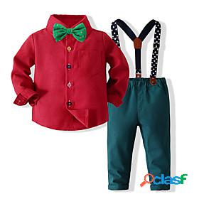 Kids Boys Suit Blazer Shirt Pants Clothing Set Long Sleeve 2