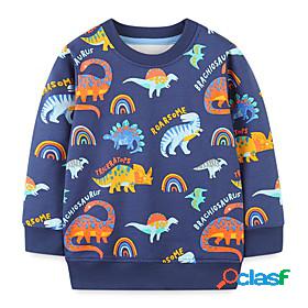 Kids Boys Sweatshirt Long Sleeve Rainbow Cartoon Dinosaur