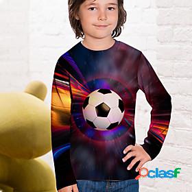 Kids Boys T shirt Long Sleeve Football 3D Print Fuchsia