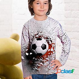 Kids Boys T shirt Long Sleeve Football 3D Print White
