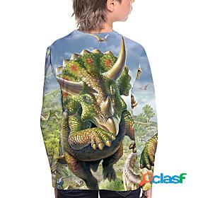 Kids Boys T shirt Long Sleeve Green 3D Print Dinosaur Animal