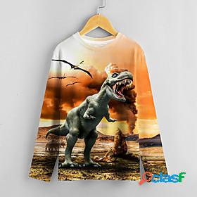 Kids Boys T shirt Long Sleeve Orange 3D Print Dinosaur