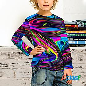 Kids Boys' T shirt Long Sleeve Rainbow 3D Print Optical