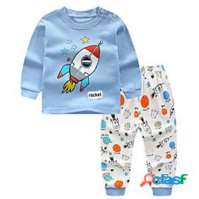 Kids Boys T-shirt Pants Long Sleeve 2 Pieces Blue Pink