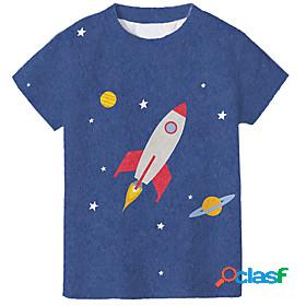 Kids Boys T shirt Short Sleeve 3D Print Cartoon Blue Gray