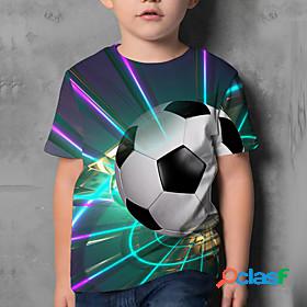 Kids Boys T shirt Short Sleeve 3D Print Football Print Green