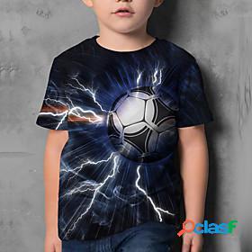 Kids Boys T shirt Short Sleeve 3D Print Football Print Navy