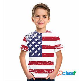 Kids Boys' T shirt Short Sleeve American flag 3D Print