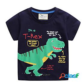 Kids Boys T shirt Short Sleeve Cartoon Dinosaur Letter Royal