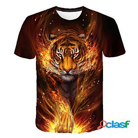 Kids Boys' T shirt Short Sleeve Navy Blue 3D Print Tiger