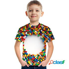 Kids Boys T shirt Short Sleeve Rainbow 3D Print Optical