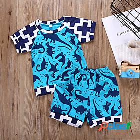 Kids Boys T-shirt Shorts Clothing Set Short Sleeve Blue