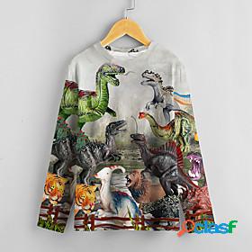 Kids Boys T shirt Tee Long Sleeve Gray 3D Print Dinosaur