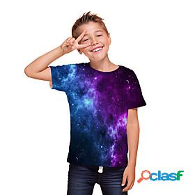 Kids Boys T shirt Tee Short Sleeve 3D Print Galaxy Unisex