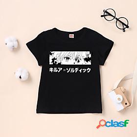 Kids Boys' T shirt Tee Short Sleeve Anime Graphic White