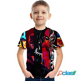 Kids Boys T shirt Tee Short Sleeve Graphic Black Children