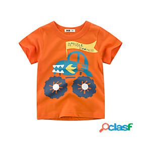 Kids Boys T shirt Tee Short Sleeve Graphic Print Orange