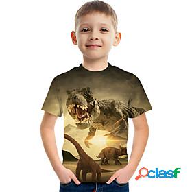 Kids Boys' Tee Short Sleeve Brown 3D Print Dinosaur Graphic