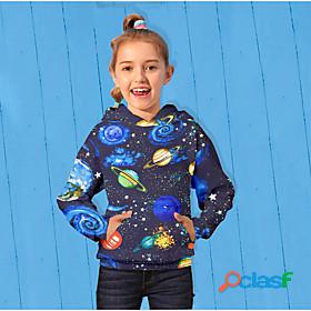 Kids Girls Hoodie Long Sleeve Black 3D Print Galaxy Space