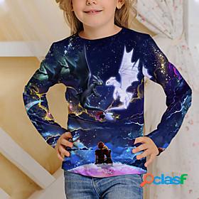 Kids Girls T shirt Long Sleeve Dinosaur 3D Print Cartoon