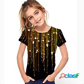 Kids Girls T shirt Short Sleeve 3D Print Galaxy Yellow