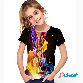 Kids Girls T shirt Short Sleeve 3D Print Optical Illusion