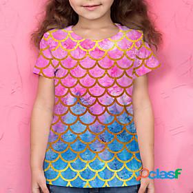 Kids Girls T shirt Short Sleeve Blushing Pink 3D Print