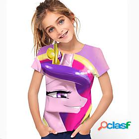 Kids Girls' T shirt Short Sleeve Unicorn 3D Print Animal