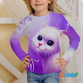 Kids Girls T shirt Tee Long Sleeve Cat 3D Print Animal Print