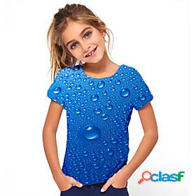 Kids Girls T shirt Tee Short Sleeve Optical Illusion Color