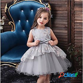 Kids Little Dress Girls Floral Solid Colored Party Wedding