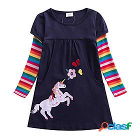 Kids Little Dress Girls Rainbow Unicorn Animal School Daily