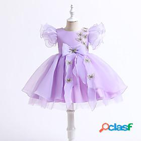 Kids Little Girls Dress Butterfly Solid Colored Party