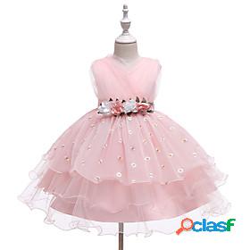 Kids Little Girls' Dress Daisy Jacquard Solid Colored