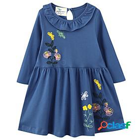 Kids Little Girls Dress Floral Color Block Daily A Line