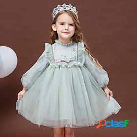 Kids Little Girls' Dress Flower Embroidered Lace Trims