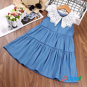 Kids Little Girls Dress Flower / Floral Light Blue