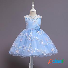 Kids Little Girls' Dress Jacquard Print Blue Purple Gray