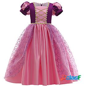 Kids Little Girls Dress Patchwork Mesh Purple Blushing Pink