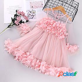 Kids Little Girls Dress Patchwork Tulle Dress Mesh Patchwork