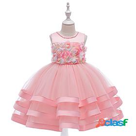 Kids Little Girls Dress Plain Party Daily Tulle Dress Beaded