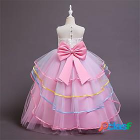 Kids Little Girls Dress Plain Party Daily Tulle Dress Bow