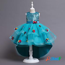Kids Little Girls Dress Sequin Flower Party Birthday A Line
