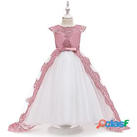 Kids Little Girls Dress Solid Colored Butterfly Mesh Bow