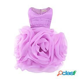 Kids Little Girls Dress Solid Colored Party Holiday Layered