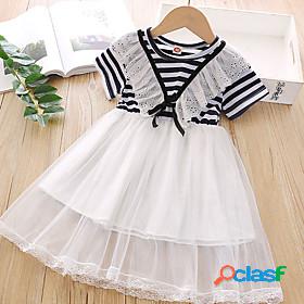 Kids Little Girls' Dress Striped Causal Tulle Dress Mesh