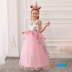 Kids Little Girls Dress Unicorn Rainbow Princess Dress Long